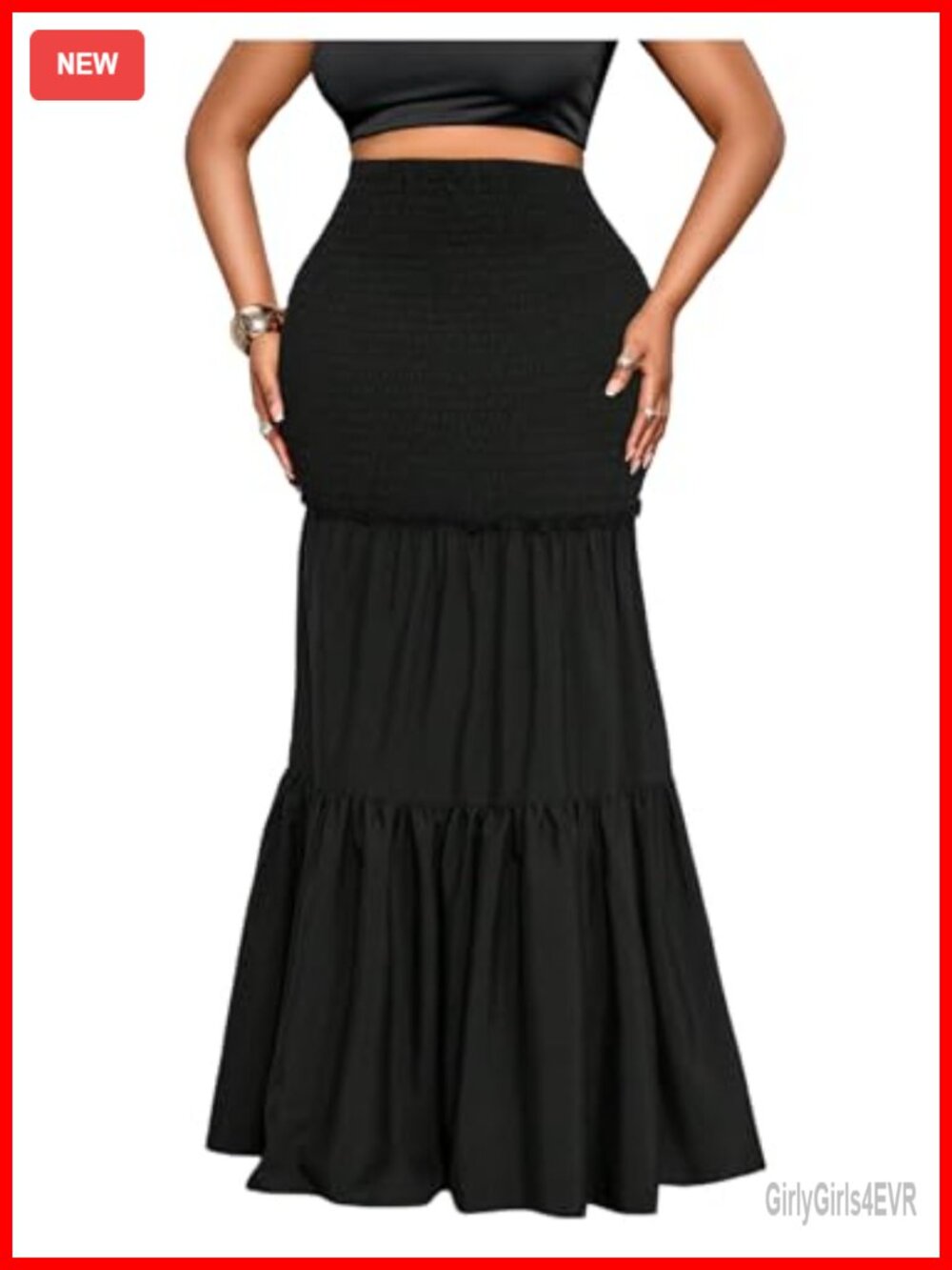 Plus Size Leopard Print Maxi Skirt High Waisted Ruffle Hem Bodycon